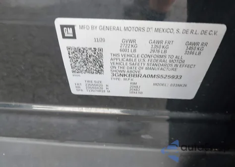 2021 Chevrolet Blazer Fwd 1Lt из США, поврежденный, VIN 3GNKBBRA0MS525933